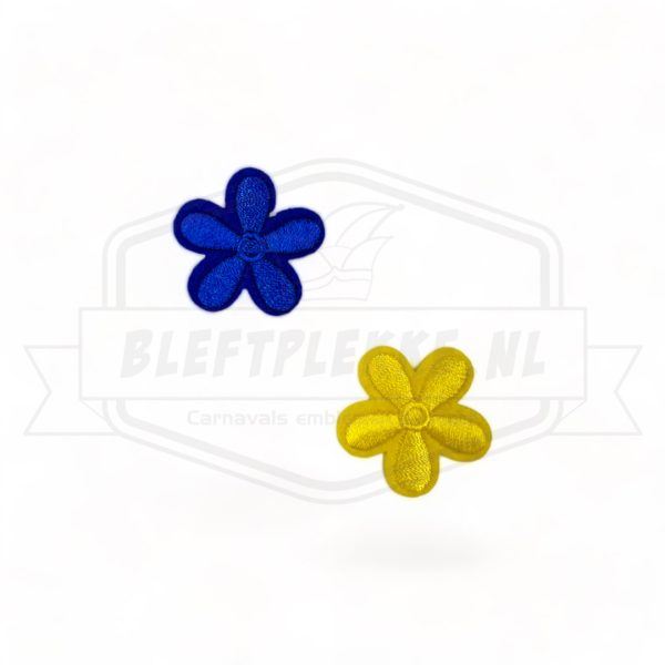 Embleem Bloemetjes Blauw / Geel