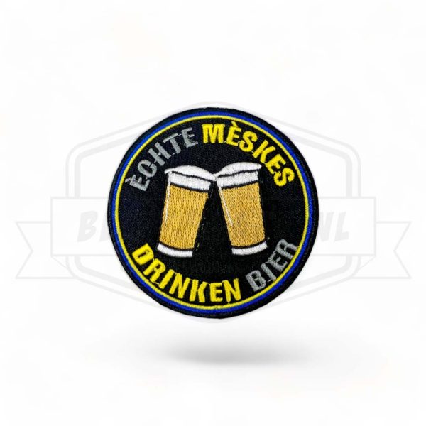 Embleem Echte Meskes Drinken Bier Blauw / Geel