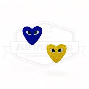 Embleem Hartjes Blauw / Geel Groot