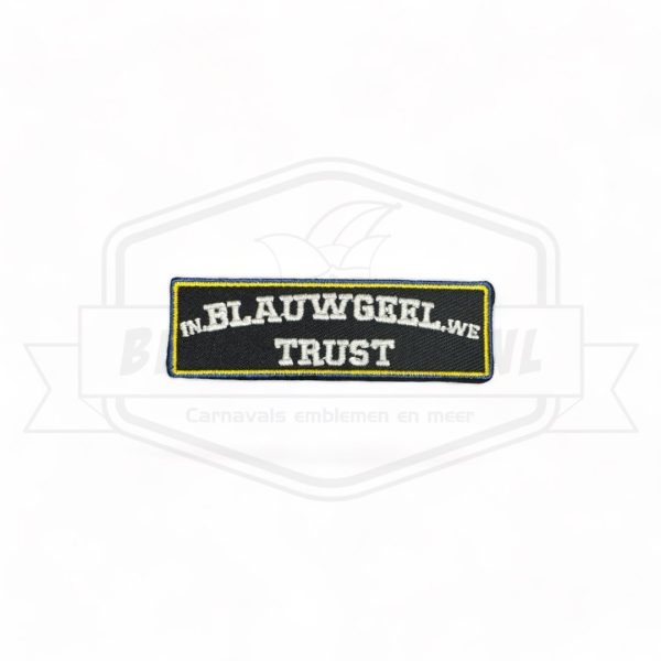 Embleem in.BLAUWGEEL.we TRUST