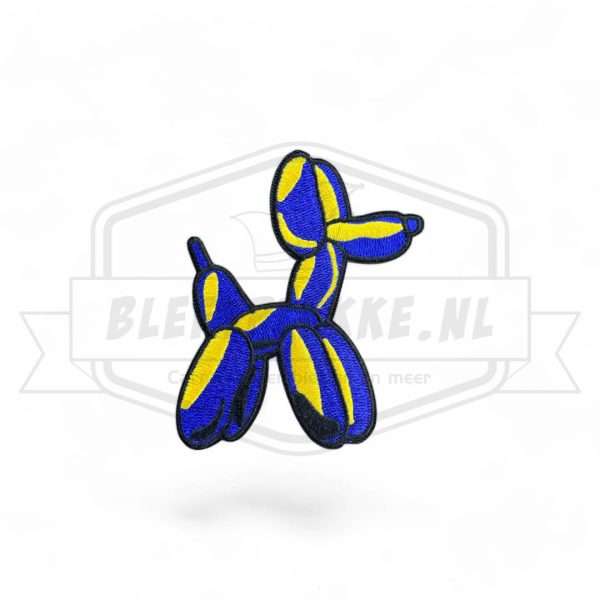 Embleem Ballon Hondje Blauw / Geel