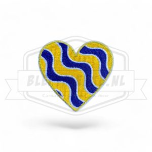 Embleem Hart Blauw / Geel Bleftplekke patroon