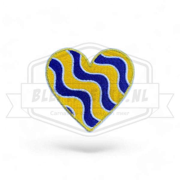 Embleem Hart Blauw / Geel Bleftplekke patroon