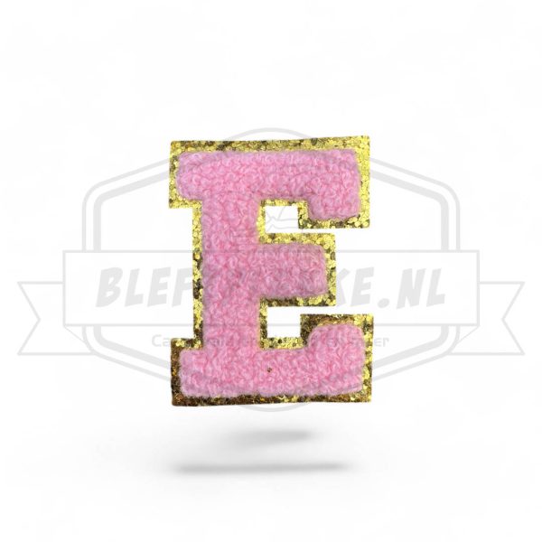 Embleem Alfabet Roze Letters met Goud - E