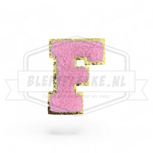 Embleem Alfabet Roze Letters met Goud - F