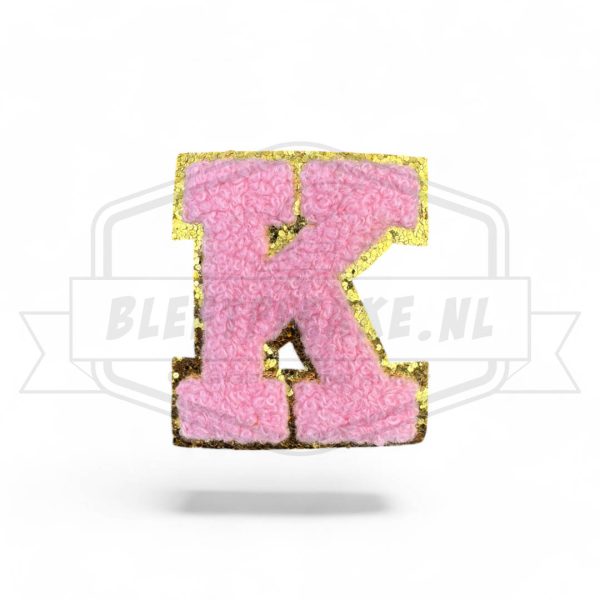 Embleem Alfabet Roze Letters met Goud - K