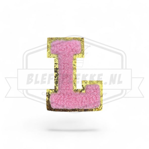 Embleem Alfabet Roze Letters met Goud - L