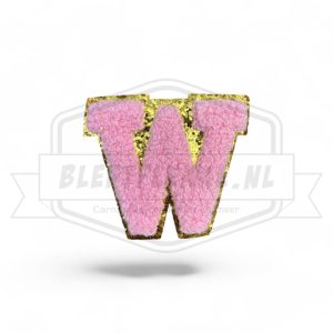 Embleem Alfabet Roze Letters met Goud - W