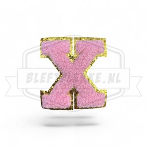 Embleem Alfabet Roze Letters met Goud - X