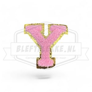 Embleem Alfabet Roze Letters met Goud - Y