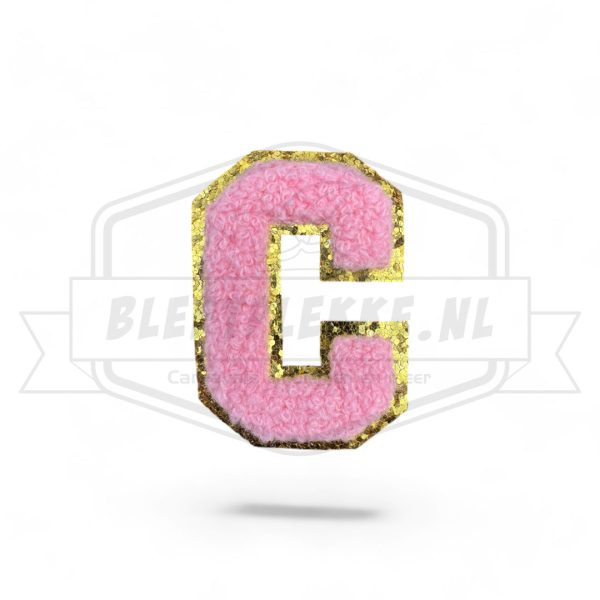 Embleem Alfabet Roze Letters met Goud - c