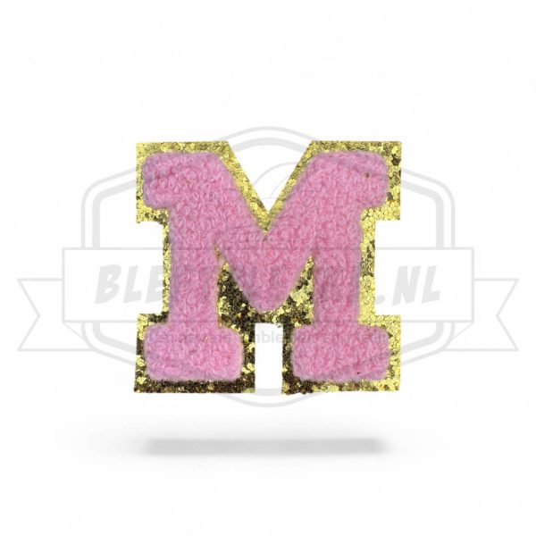 Embleem Alfabet Roze Letters met Goud - m