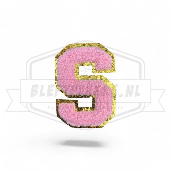 Embleem Alfabet Roze Letters met Goud - s