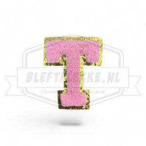 Embleem Alfabet Roze Letters met Goud - t