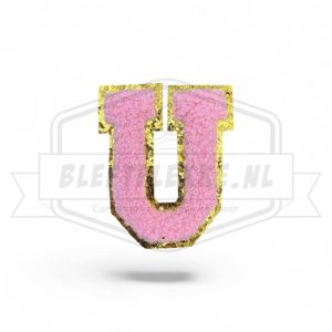 Embleem Alfabet Roze Letters met Goud - u