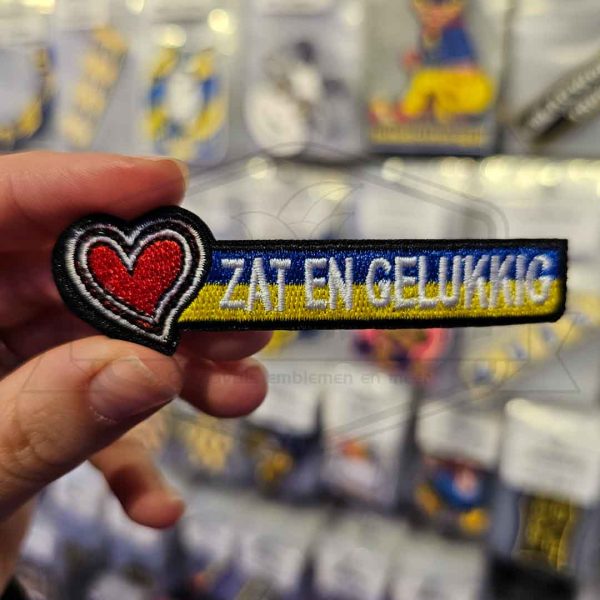 Embleem Zat en gelukkig Blauw / Geel