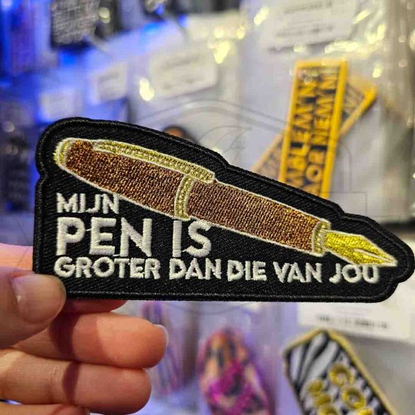 Embleem mijn pen is groter dan die van jouw