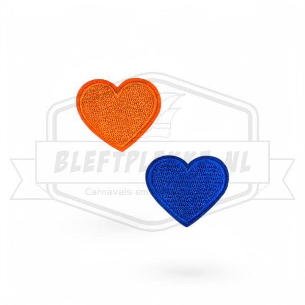 Embleem Hartjes Oranje / Blauw - Carnavals patch