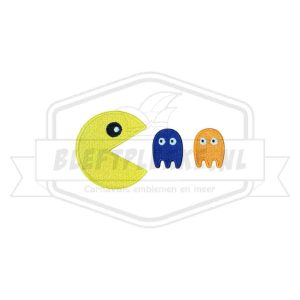 Embleem Pac Man Blauw Oranje Carnavals patch