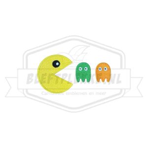 Embleem Pac Man Groen Oranje Carnavals patch
