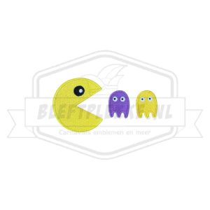 Embleem Pac Man Paars Geel Carnavals patch