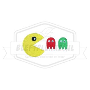Embleem Pac Man Rood Groen Carnavals patch