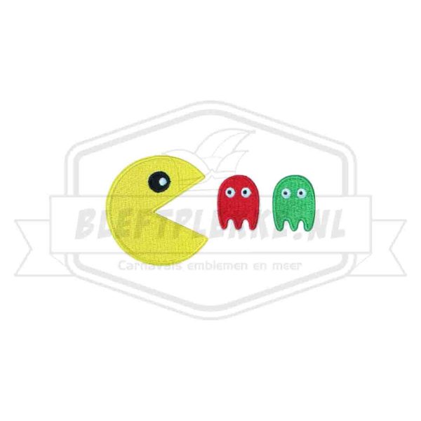 Embleem Pac Man Rood Groen Carnavals patch