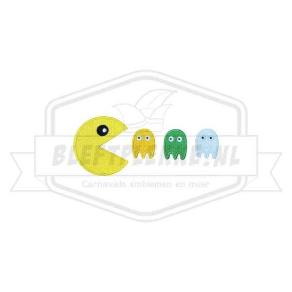 Embleem Pac Man Rood Groen Wit Carnavals patch
