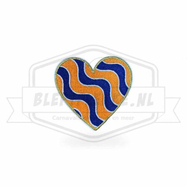 Embleem Hart Blauw / Oranje Carnavals Patch