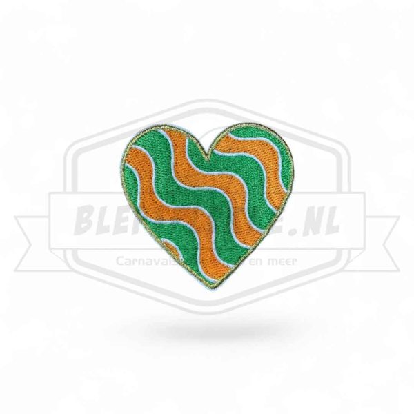 Embleem Hart Groen / Oranje Carnavals Patch