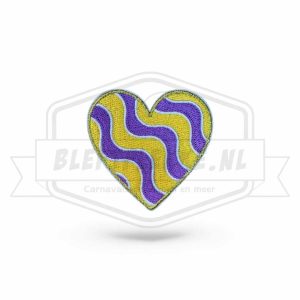 Embleem Hart Paars / Geel Carnavals Patch