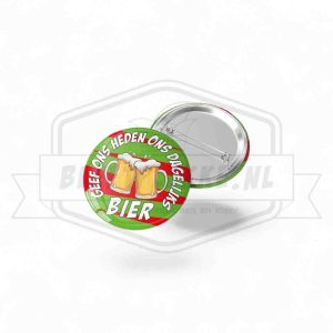 Button Geef ons heden ons dagelijks bier Rood / Groen
