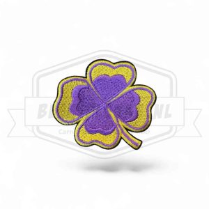 Embleem Klavertje vier Paars / Geel