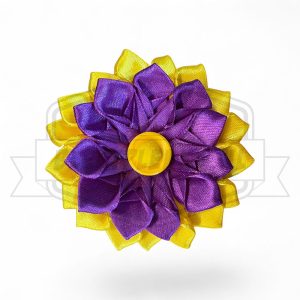 Handgemaakte Rosette paars - geel